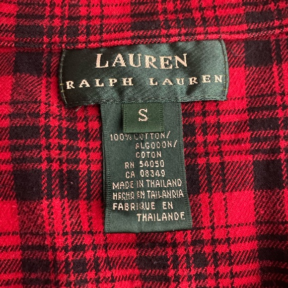 Lauren Ralph Lauren Red/Black Plaid Flannel Button Down, Size Small - Picture 6 of 8